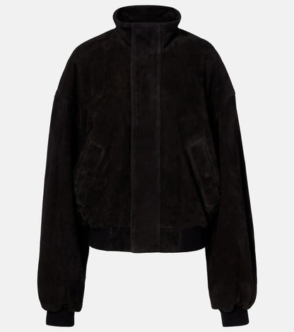 Balenciaga Black Suede Bomber Jacket - Small