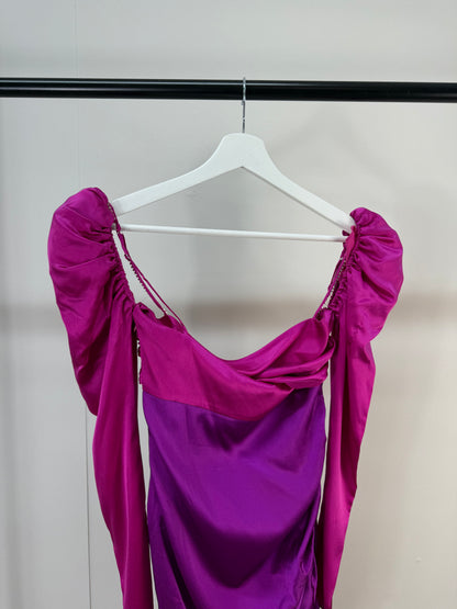 The Bar Twist Dress Pink Silk Crystal Mini Dress - Small