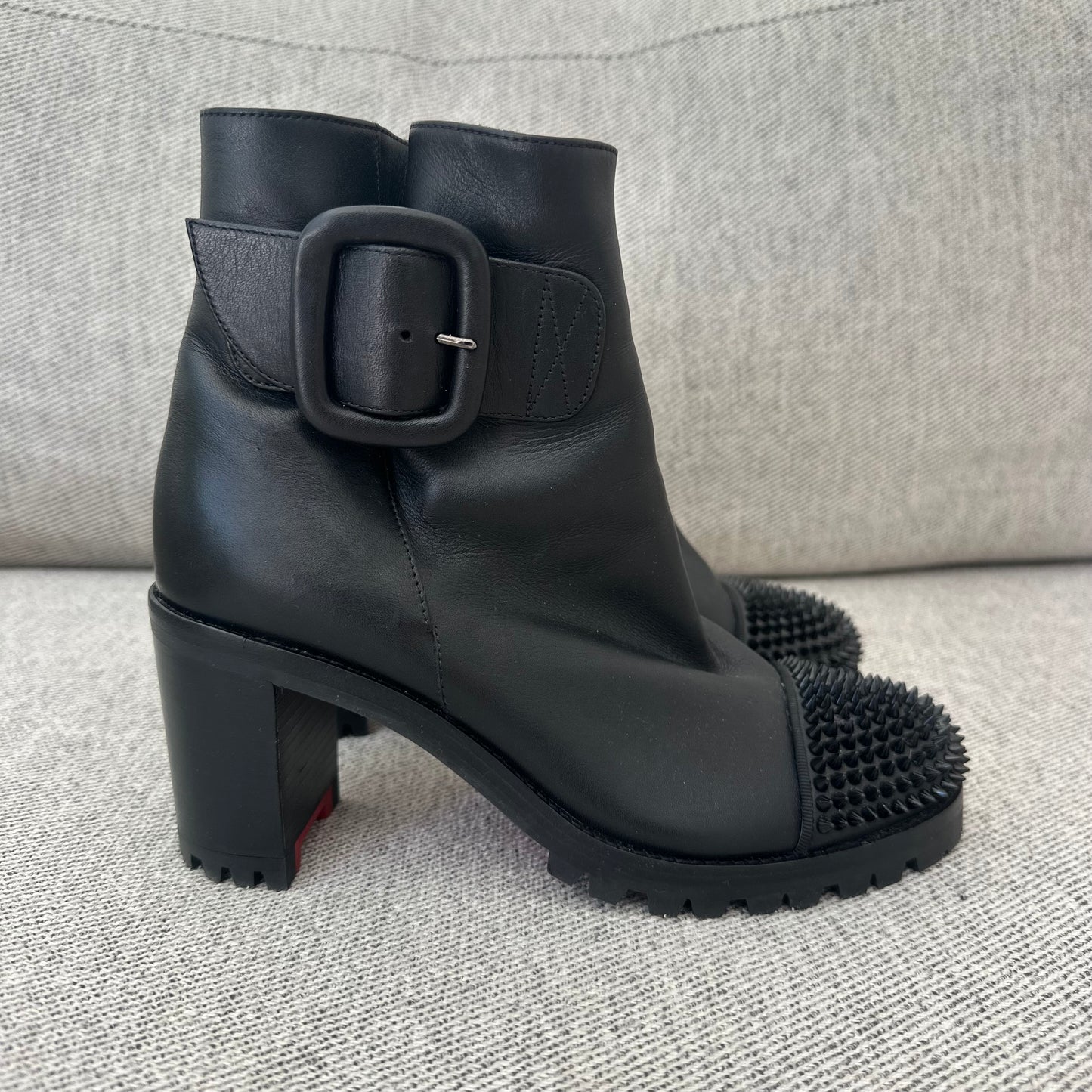Christian Louboutin Black Spike Rubber Ankle Boots – EU 36 / UK 3