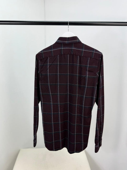 Reiss Burgandy Striped Slim Fit Shirt- Medium