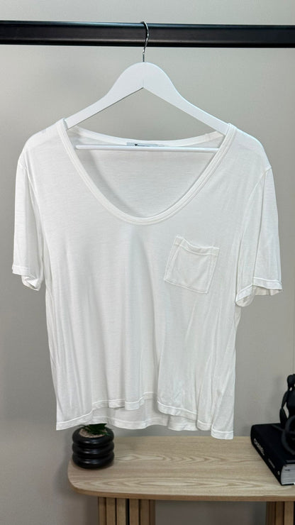 Alexander Wang White Top Pocket Cotton T-shirt - Small