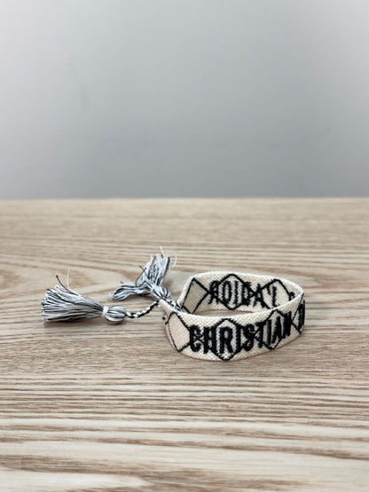 Dior Black White X Cross Woven 'J'Adior' Friendship Bracelet - One Size