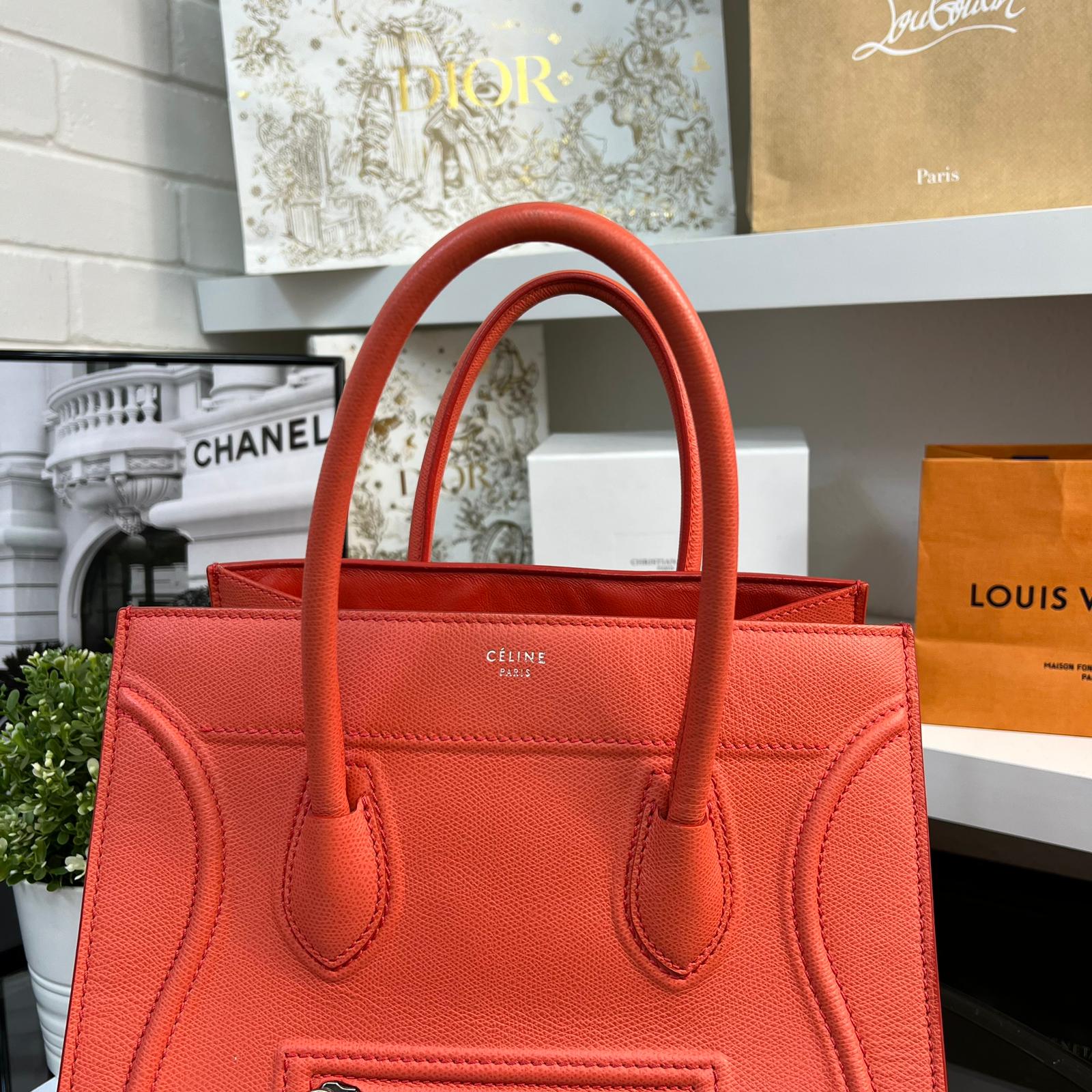 Celine Red Leather Phantom Luggage Tote Bag