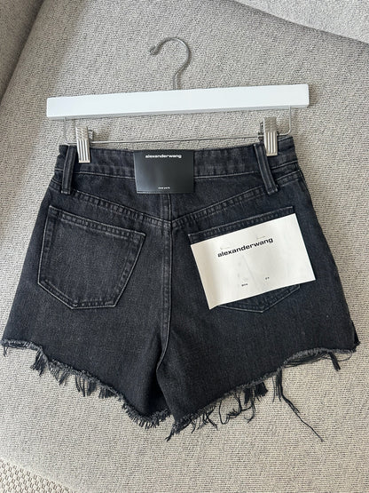 Alexander Wang Black Denim Bite Highrise Shorts-New in tags 23 XXS