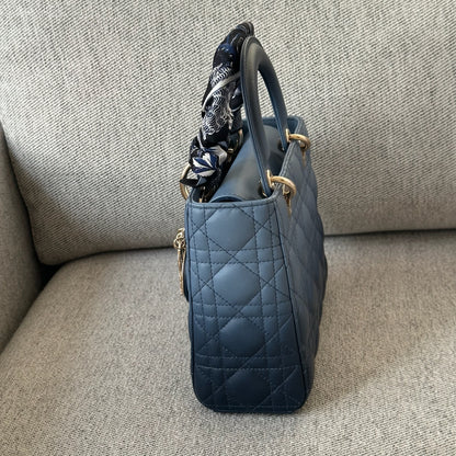 Christian Dior Small Dior My ABC Lady Dior Ombré Blu - In Box Inc Silk Twill And Long Strap