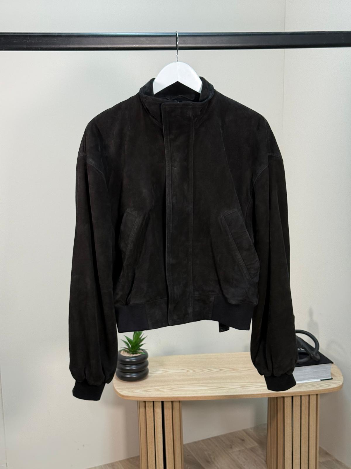 Balenciaga Black Suede Bomber Jacket - Small