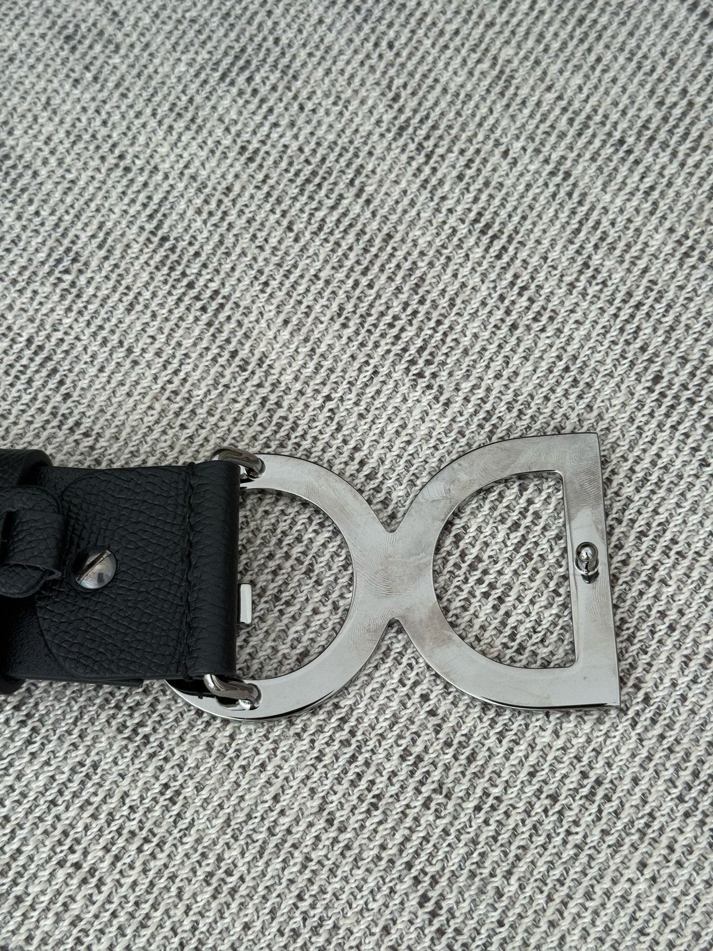 Dolce Gabanna Black DG Silver Belt In Box