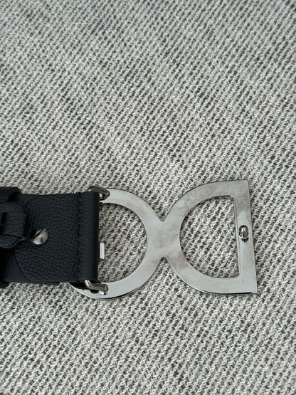 Dolce Gabanna Black DG Silver Belt In Box
