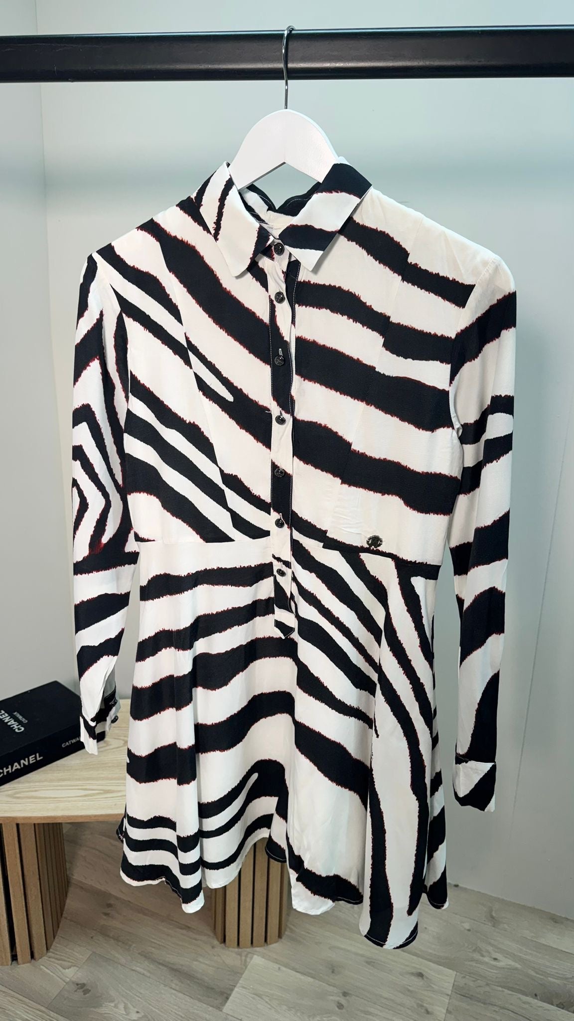 Roberto Cavalli Black And White Stripe Dress – M