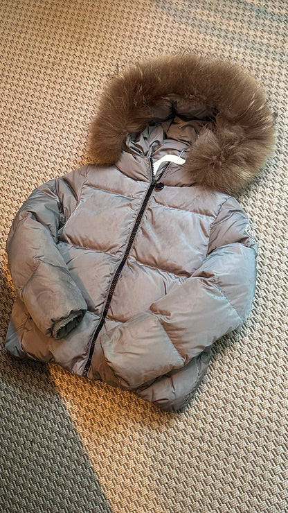Kids Moncler Grey Padded Fur Trim - Age 8