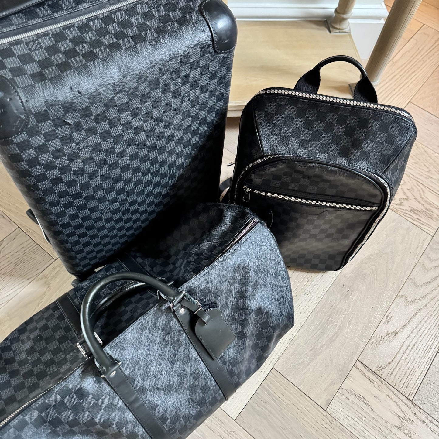 Louis Vuitton Black Damier Graphite Canvas Keepall Travel Bag – 55