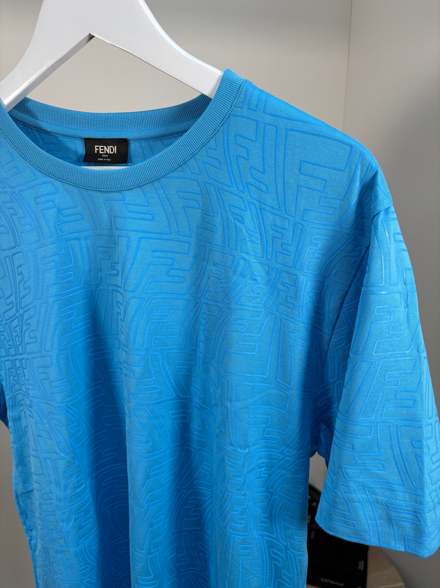 Fendi Blue FF Logo T-Shirt – UK Small