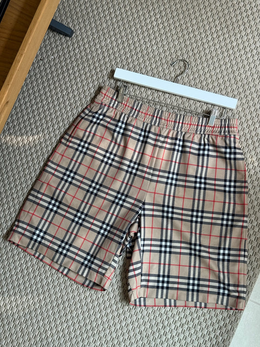 Burberry Beige Checked Shorts-Medium