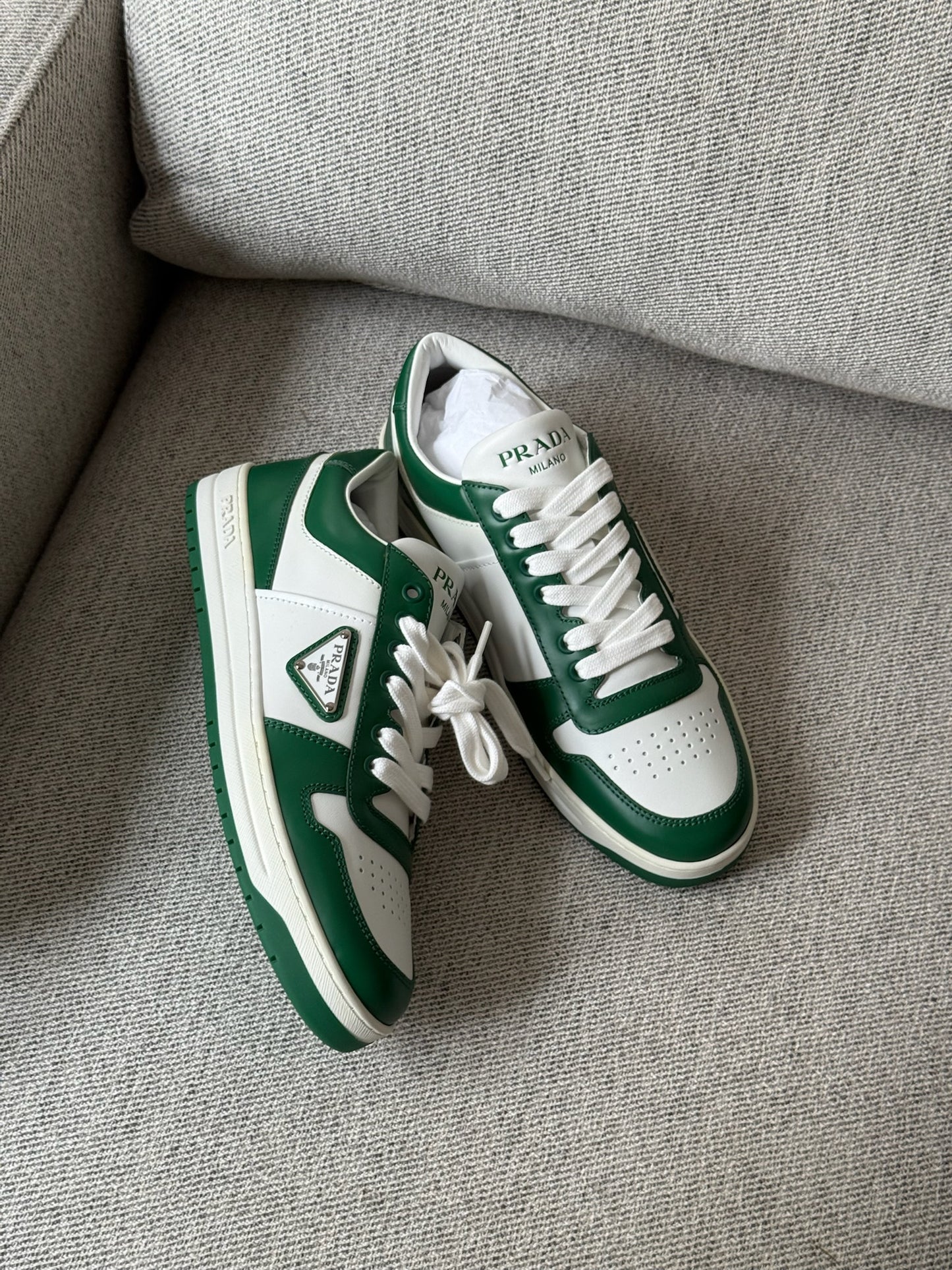 Prada Downtown Low Green Trainers- Brand New - UK 6