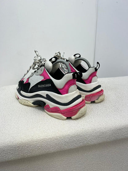 Balenciaga Pink Black Triple S Trainers - UK 3