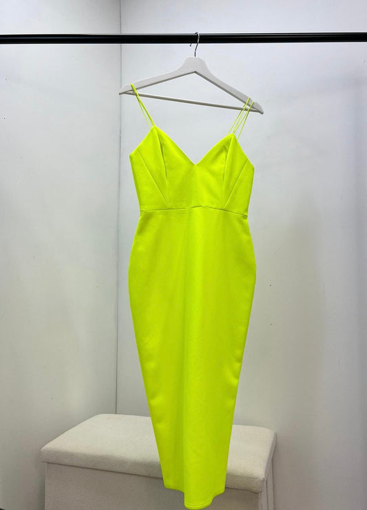 Alex Perry Green yellow Strap Zip Up Dress - UK 10