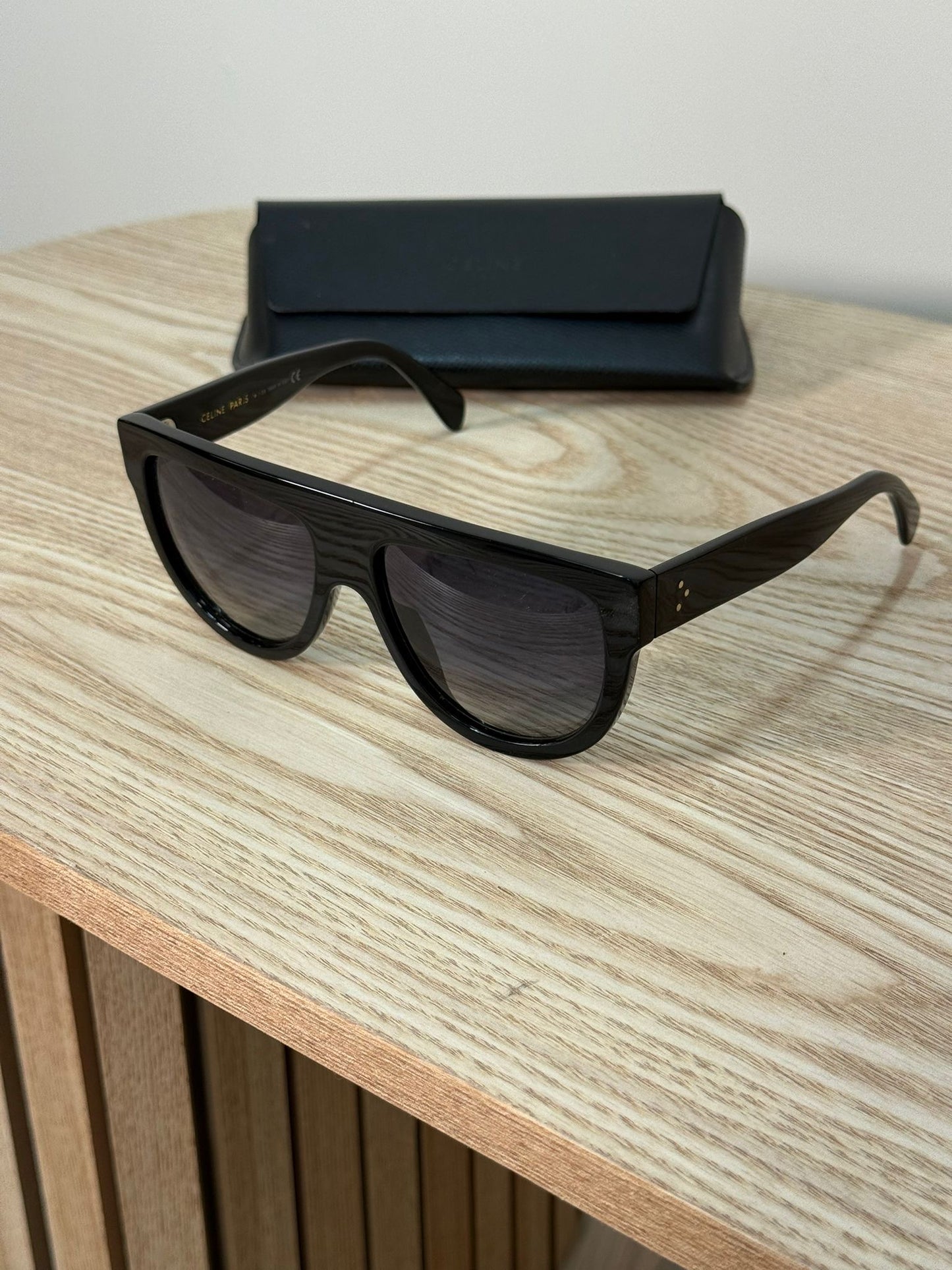 Celine Black Flat Top Aviator Sunglasses - One Size