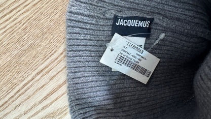 Jacquemus Grey Ribbed Le Bonnet Gros Beanie Hat -New In Tags