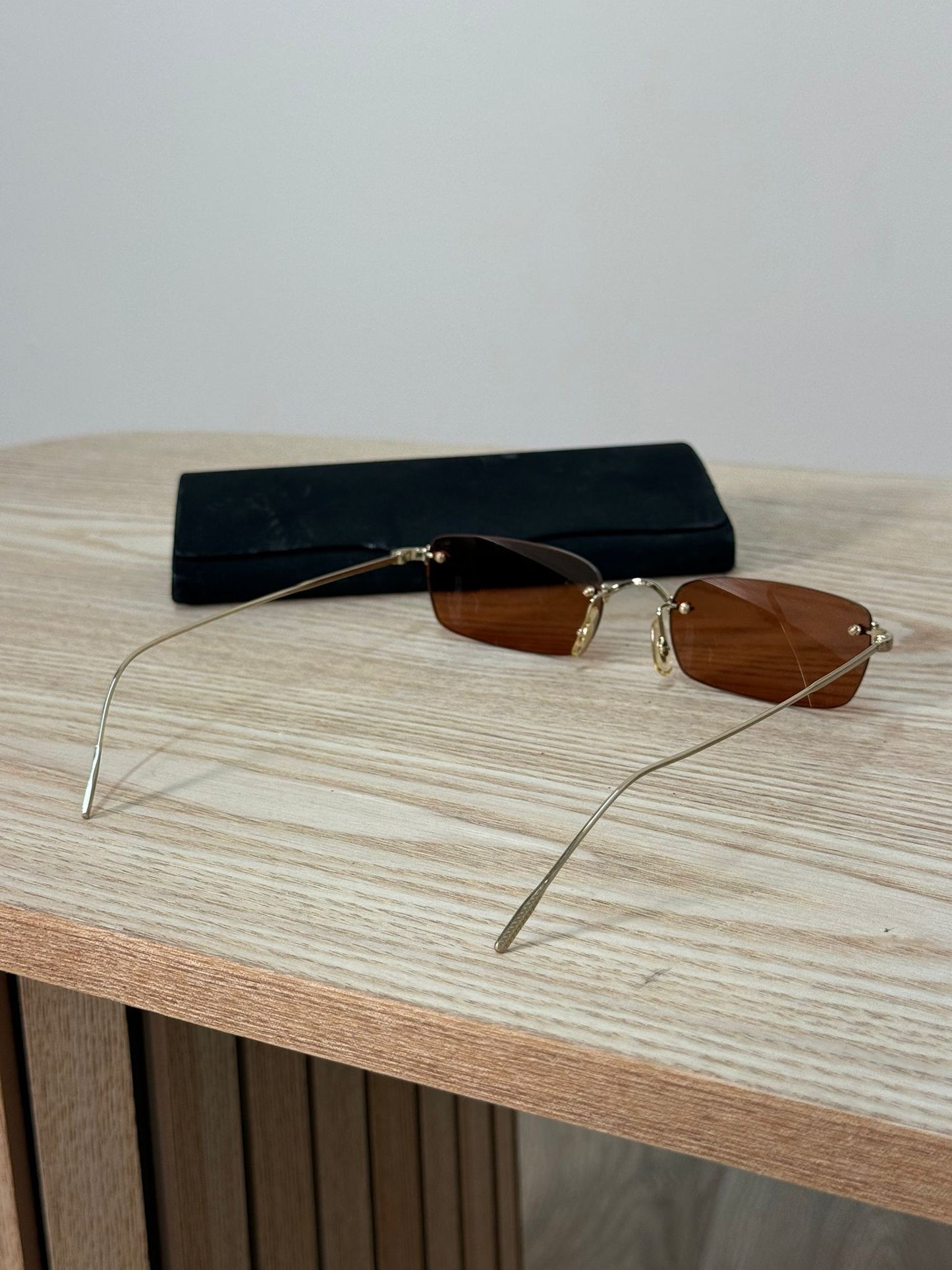 The Row Brown Skinny Sunglasses - One Size