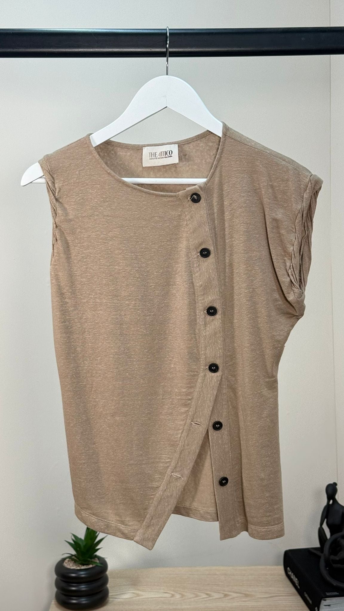 The Attico Beige Button Up Detailed Sleeveless Top - IT 42/M-L