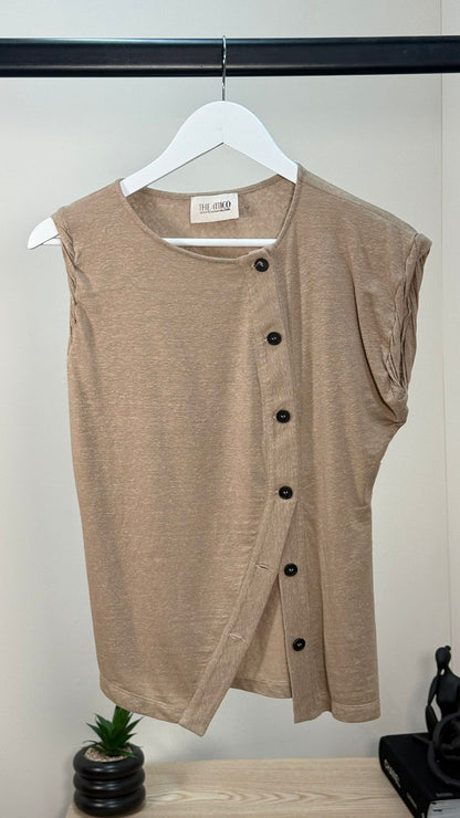 The Attico Beige Button Up Detailed Sleeveless Top - IT 42/M-L