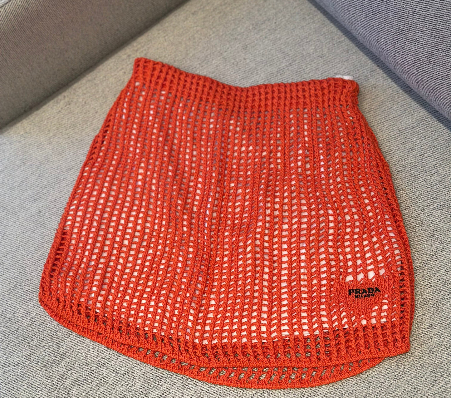 Prada Coral And White Crochet Skirt - 40/M
