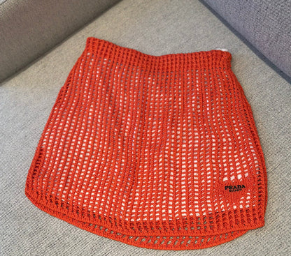 Prada Coral And White Crochet Skirt - 40/M