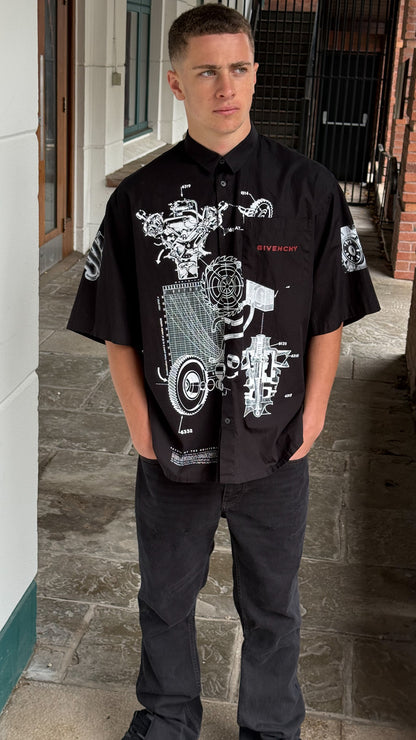 Givenchy Black Schematic Graphic Sports Shirt - 39
