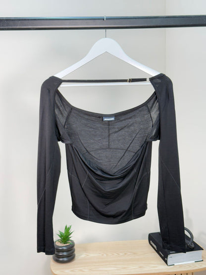 Jacquemus Black Detailed Open-Back Camisole Long Sleeve - Small