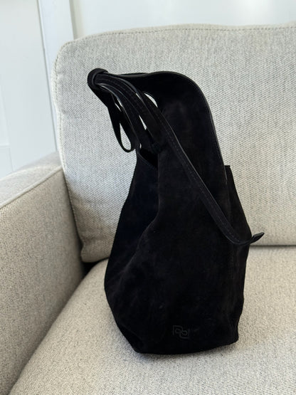 Reformation Small Vittoria Tote in Black Suede