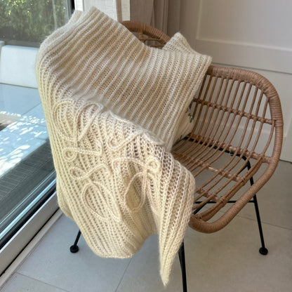 Loewe Cream Mohair Anagram Scarf