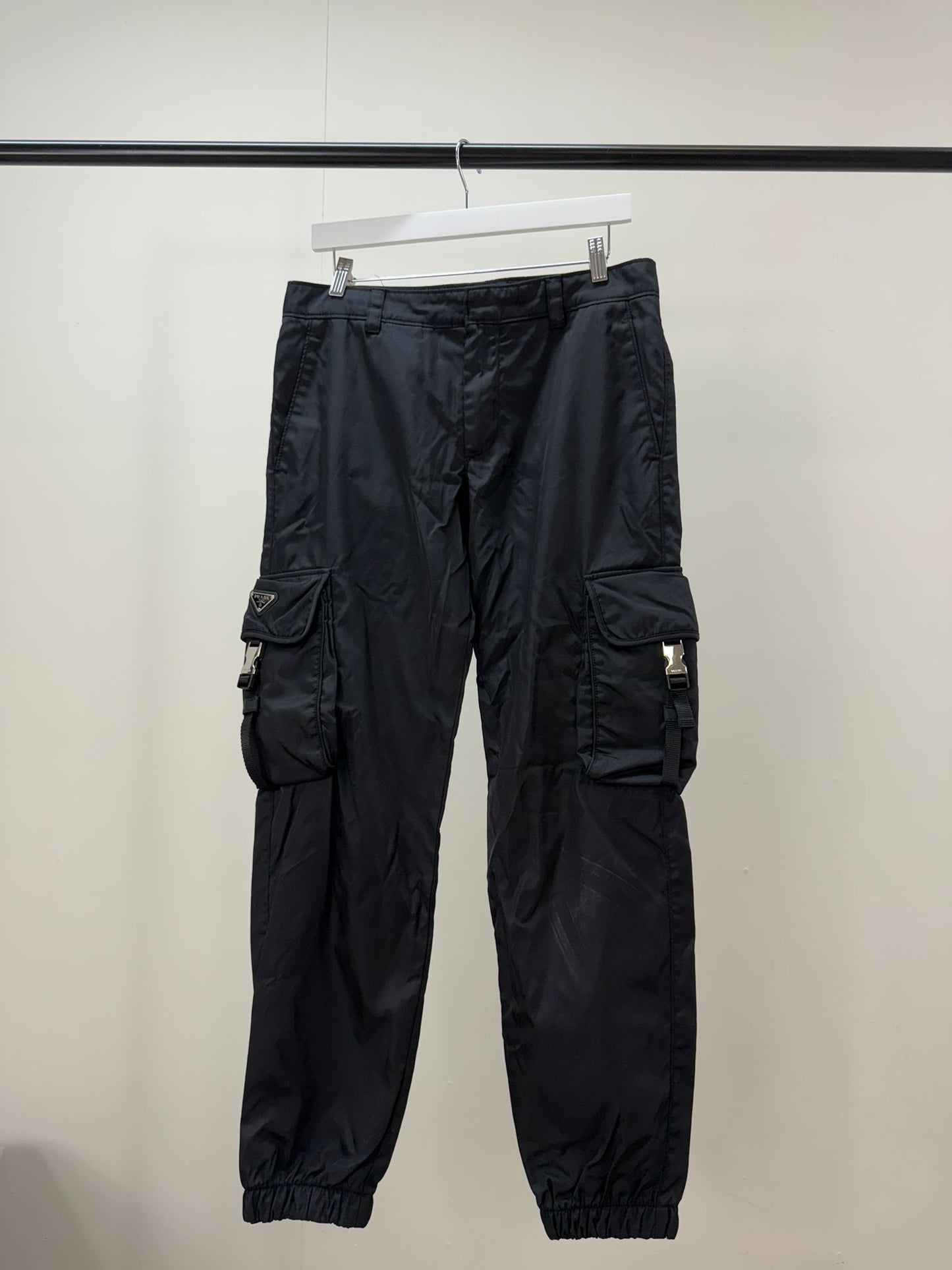 Prada Black Cargo Re-Nylon Pants -48/UK 32