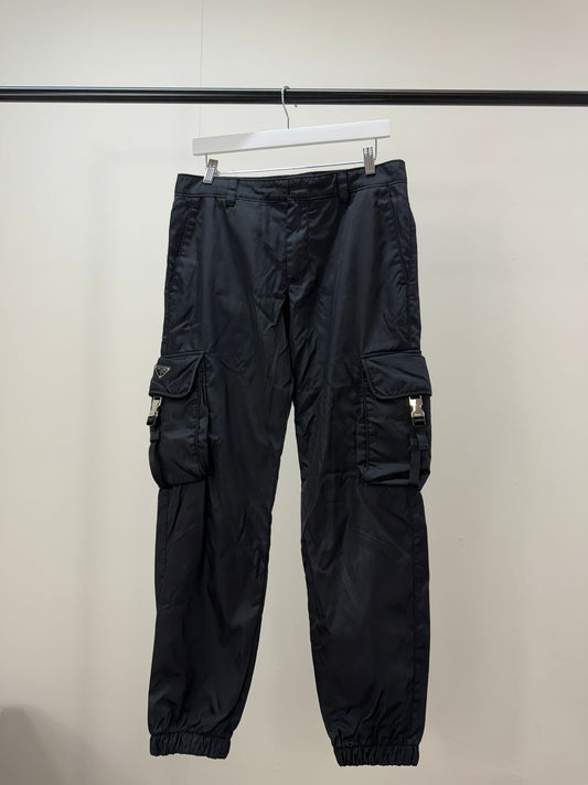 Prada Black Cargo Re-Nylon Pants -48/UK 32