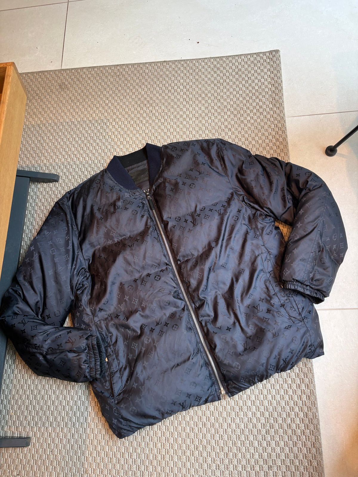 Louis Vuitton Navy Monogram Reversible Bomber Jacket – 54/XL