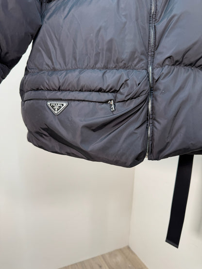 Prada Black Re-Nylon Belt Bag Padded Coat - 40/M
