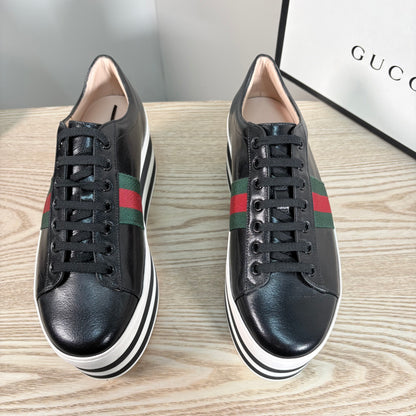 Gucci Black Quentin Peggy Stripe Platform Shoes – New In Box EU 38.5 / UK 5.5