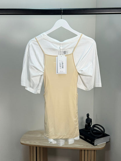Maison Margiela Beige Camisole Top Layered Over A White T-shirt - New In Tags Small