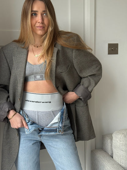 Alexander Wang Grey White Logo High-Waisted Underpants - New In Tags Medium
