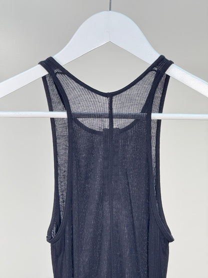 Rick Owens Black Sheer Ribbed Vest -40/M