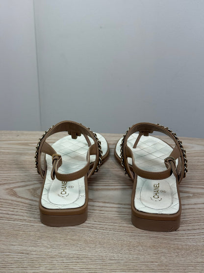 Chanel CC Thong Nude Chain Sandle - UK 7