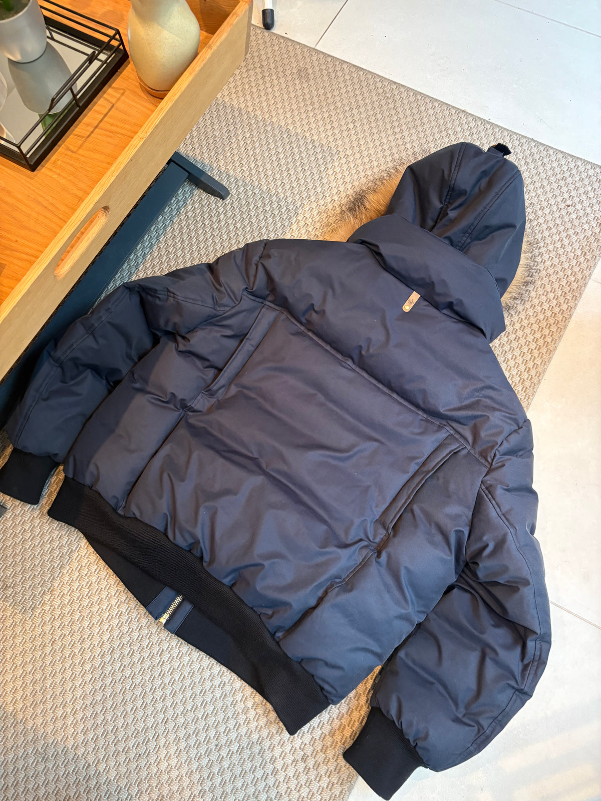 Mackage Navy Dixon-X Fur Trim Hooded Puffer Jacket – 42/XL