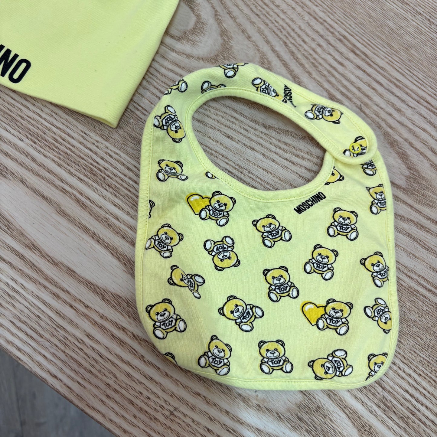 Kids Moschino Yellow Hat & Bib Set