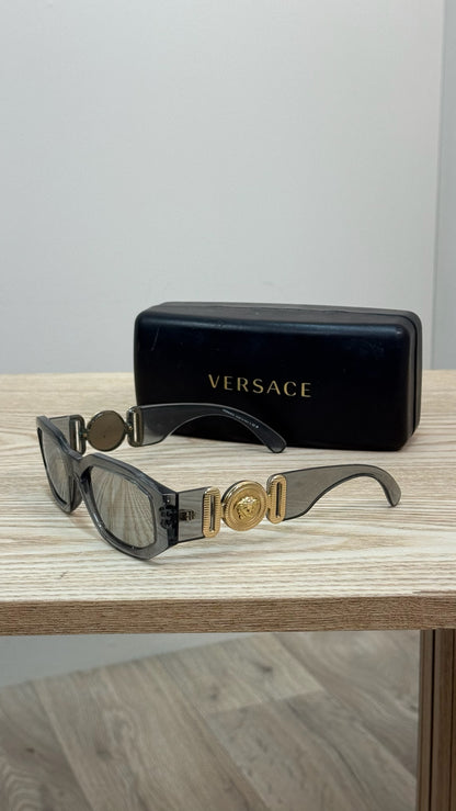 Versace Grey & Gold Hardware Sunglasses