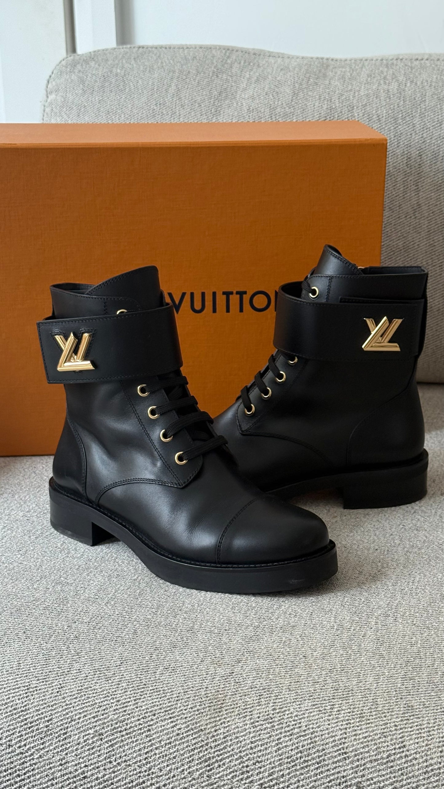 Louis Vuitton Black Wonderland Flat Ranger Boot-UK5