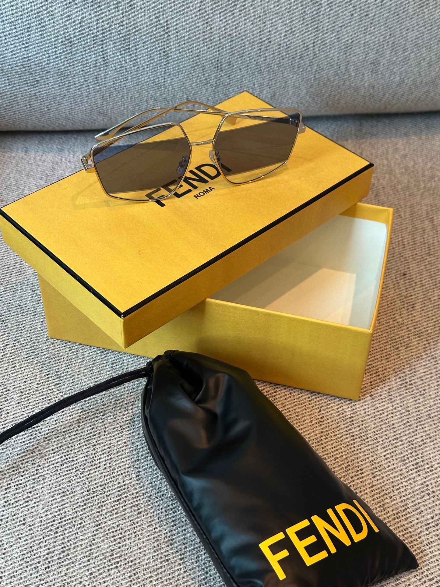 Fendi Blue Two Tone Pentagon Frame Sunglasses
