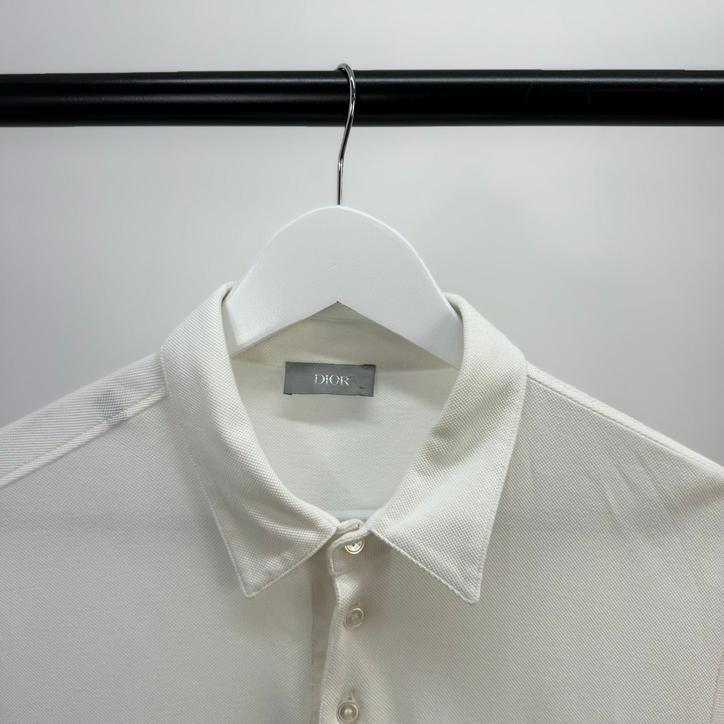Dior White CD Silver Logo Polo Top -Medium