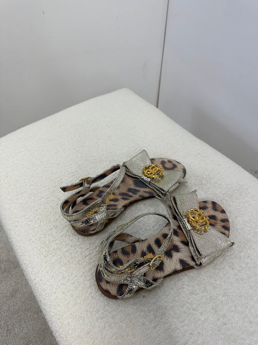 Kids Roberto Cavalli Girls Silver & Gold Bow Sandals - 32