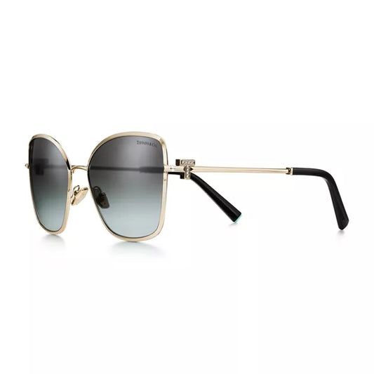 Tiffany & Co Pale Gold Metal With Grey Gradient Butterfly Lenses T Logo Sunglasses – 58mm Lens