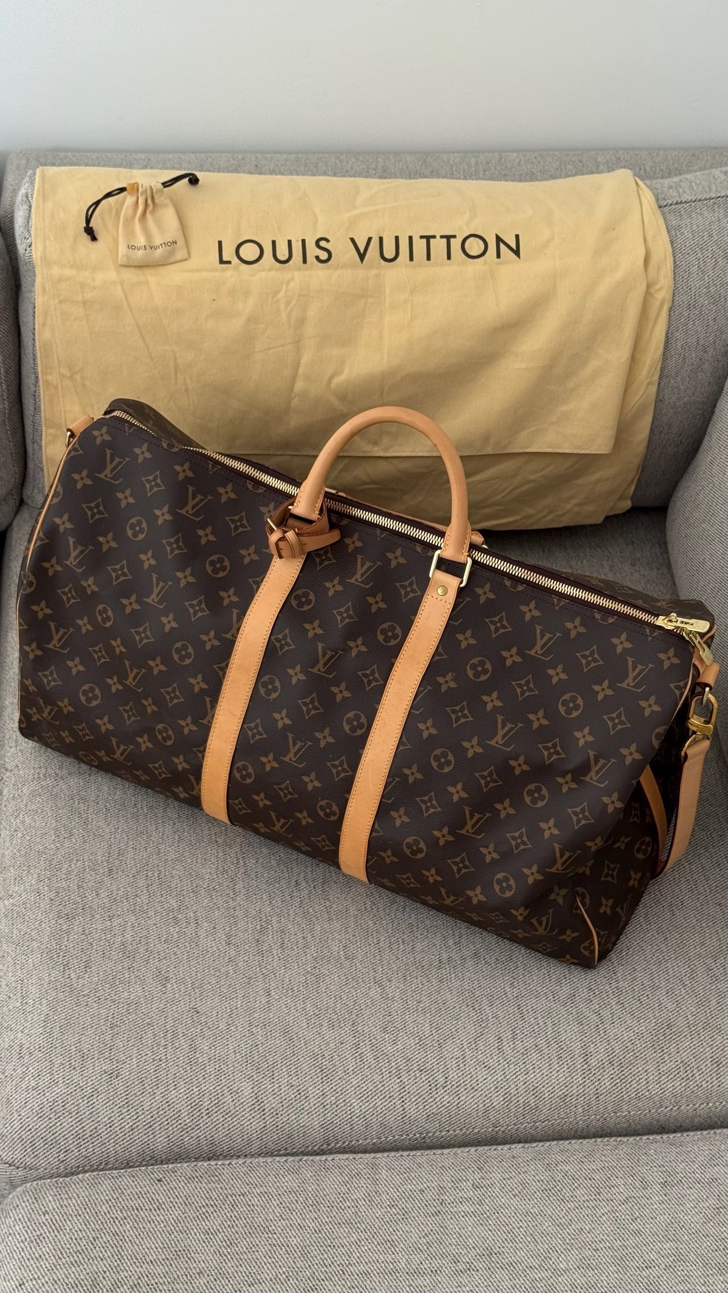Louis Vuitton Keepall Bandoulière 55 Brown Monogram Bag