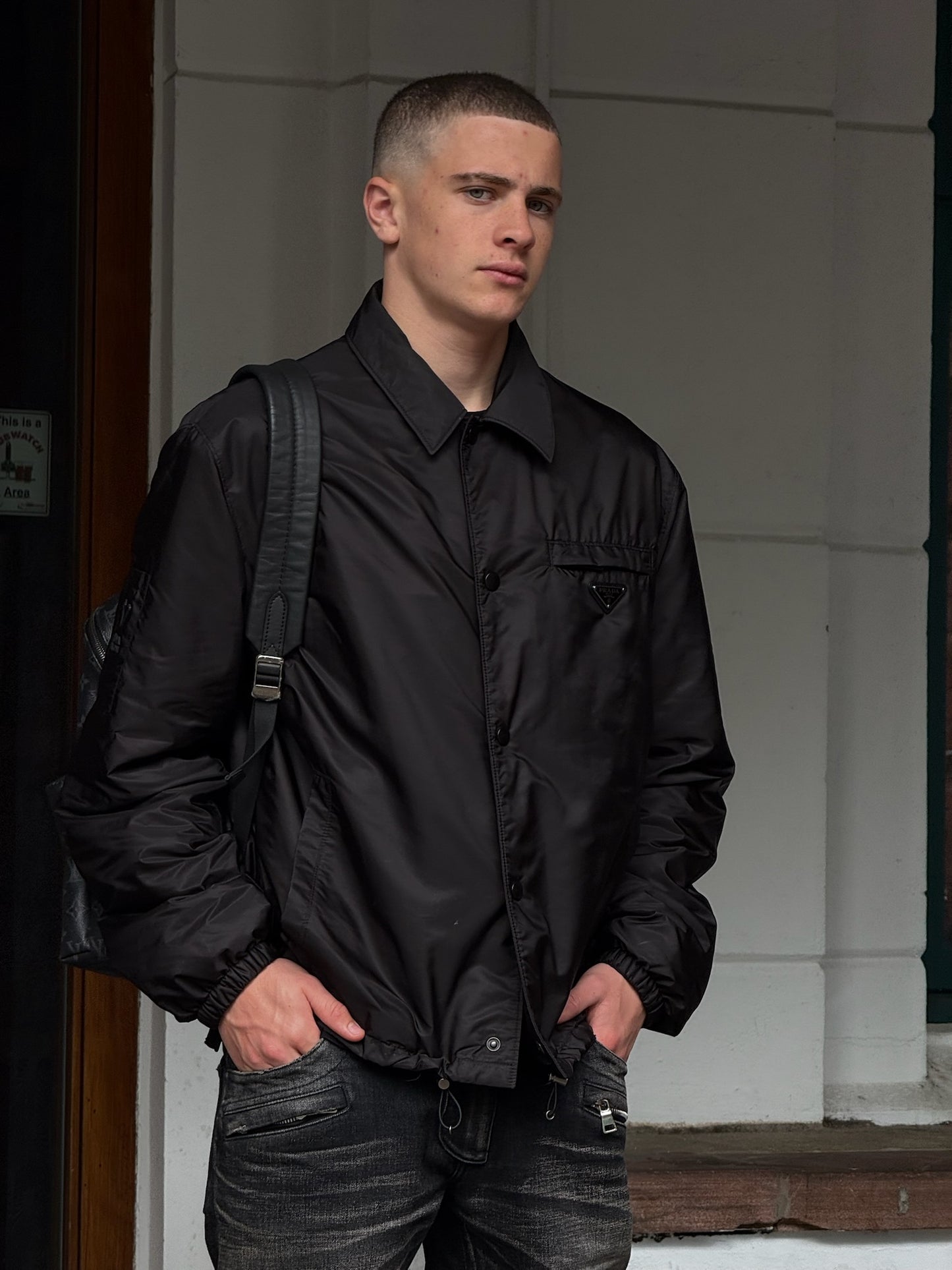 Prada Black Re-Nylon blouson Zip Up Jacket -52/XL